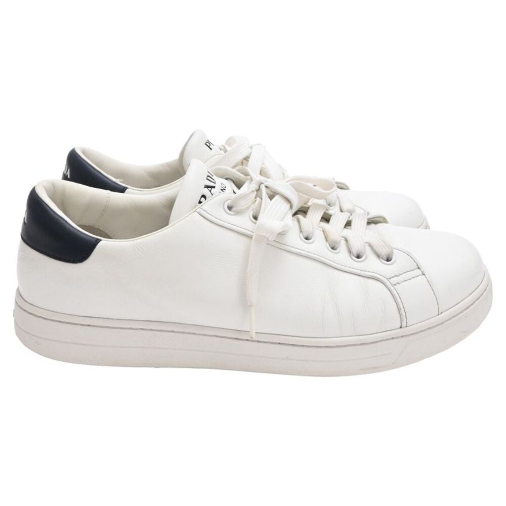 Prada Low Top Sneakers in White Leather